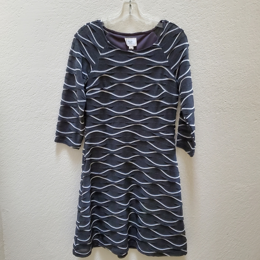 ECI New York 3/4 Sleeve Stripe Dress